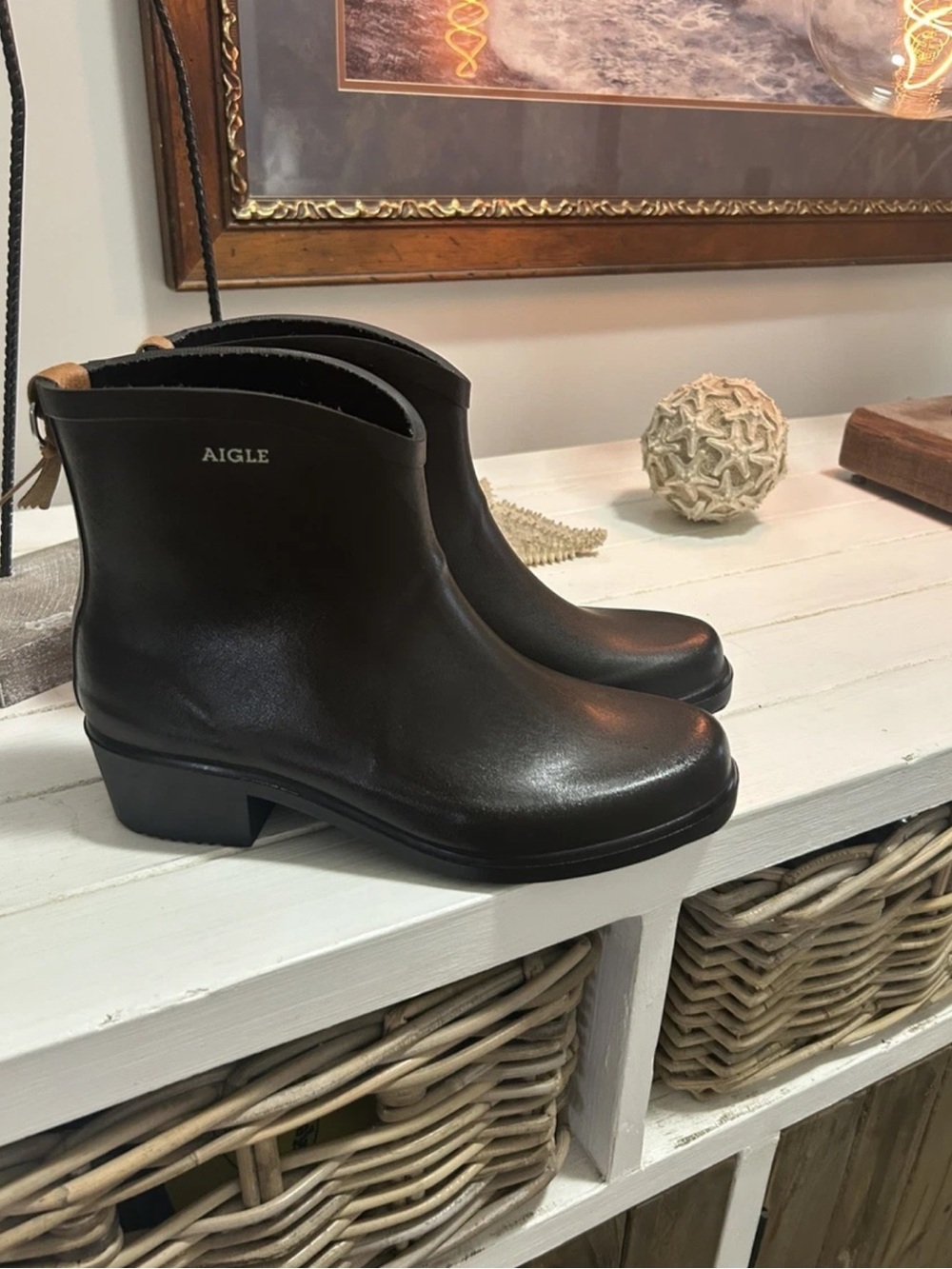 Aigle Miss Juliette Bottillon Rain Booties in Noir